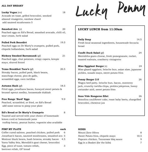 lucky penny menu.